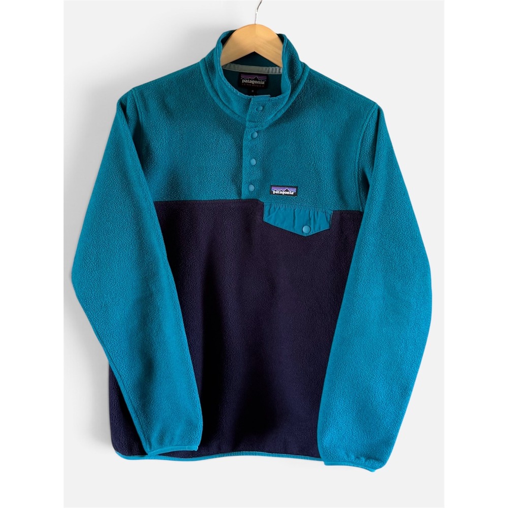 Patagonia Women's Lightweight Synchilla Snap-T Pullover 25455 Fleece M Teal Navy